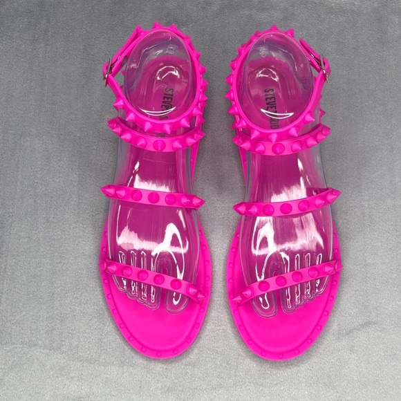 Steve Madden Shoes - 🔥🔥🔥Steve Madden Pink Jelly Sandals with Ruffled Ankle Straps Size: 8🔥🔥🔥